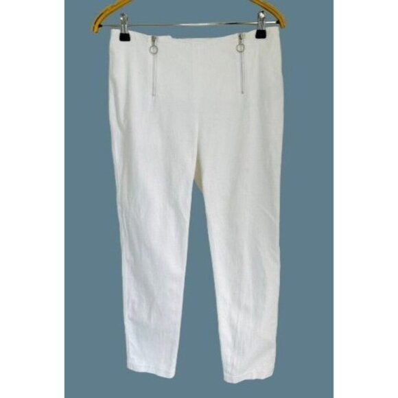 J. McLaughlin Pants - J. Mclaughlin Pants Waffled White Summer Zipped Details Casual Size 6